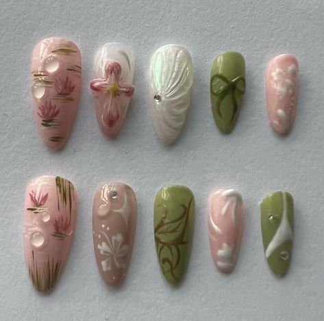 Quince Nails, Pretty Gel Nails, Really Cute Nails, Kawaii Nails, Howls Moving Castle, Minimalist Nails, Dream Nails, Funky Nails, Pretty Acrylic Nails