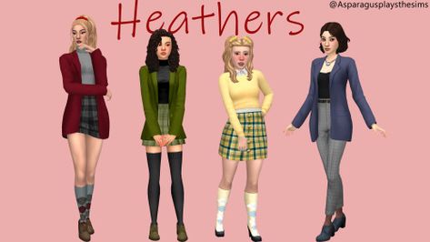 Heathers Sims 4 Cc, Hex Girls, Sims 4 Anime, Mean Girls, Sims 4 Mods, Sims Cc, Heathers, Sims 4, Lookbook