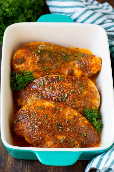 Cajun chicken is coated in butter and spices, then baked to tender and juicy perfection. #chicken #cajun #dinneratthezoo Oven Baked Cajun Chicken, Cajun Spice Recipe, Cajun Chicken Breast, Chicken Cajun, Baked Cajun Chicken, Cajun Chicken Recipes, Easy Dinner Options, Homemade Cajun Seasoning, Pork Chop Recipes Baked