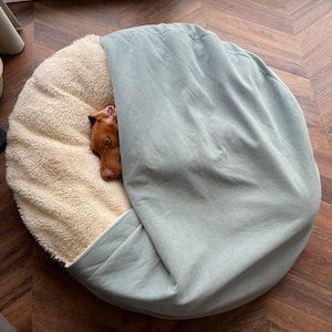 Dog Bed With Cover, Big Dog Bed, Mini Bull Terrier, Cave Dog Bed, Big Dog Beds, Stylish Dog Beds, Bed Cave, Bed Crate, Dog Cave