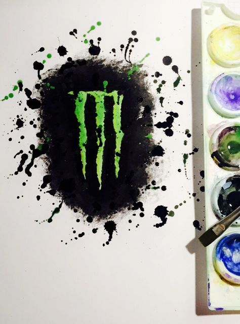 Monster Energy Painting, Monster Aesthetic, Energy Painting, Painting Gifts, Yogurt Bark, Monster Crafts, Art Style Challenge, Bark Recipe, Splash Art