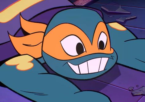 Mikey Screenshots Rottmnt, Michael Angelo Tmnt, Tmnt Icons, Rise Mikey, Rottmnt References, Mikey Rottmnt, Rottmnt Mikey, Michelangelo Tmnt, Silly Turtle