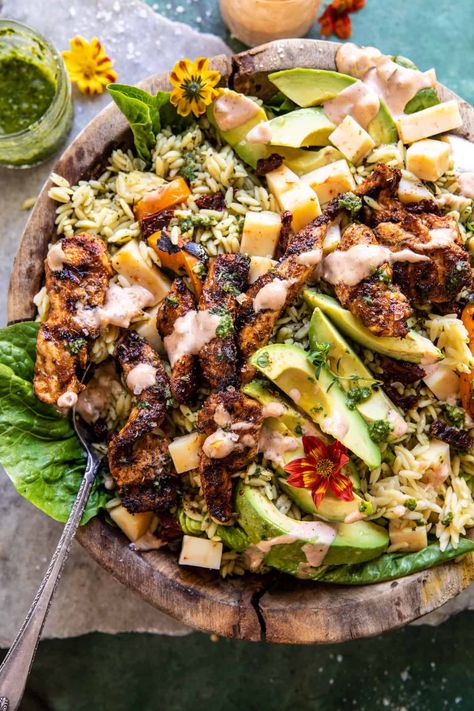 Pesto Chicken Avocado Orzo Salad, Half Baked Harvest Pesto, Avocado Orzo Salad, Chicken Orzo Salad, Salad Appetizer Cups, Club Sandwich Recipes, Half Baked Harvest Recipes, Homemade Cajun Seasoning, Chicken Orzo