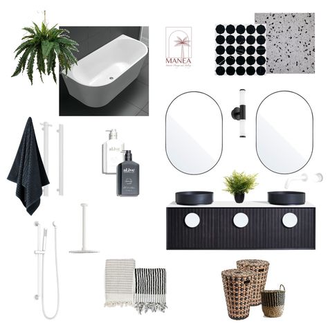 White Bathroom Interior Design, White Bathroom Interior, Japandi Interior Design, Black And White Bathroom, Design Mood Board, Japandi Interior, Interior Design Mood Board, Mood Board Inspiration, Bespoke Interiors