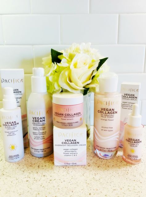 Pacifica Skin Care Routine, Pacifica Beauty, Vegan Collagen, Different Lines, Collagen Serum, Collagen Cream, Cream Serum, Sunscreen Lotion, Skin Routine