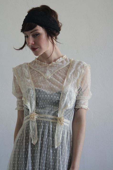 / Edwardian Fashion, Mori Girl, Swiss Dot, Historical Fashion, Sheer Dress, Victorian Fashion, Wedding Gown, Pretty Outfits, Wedding Gowns