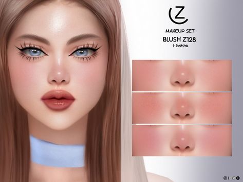 The Sims Resource - BLUSH Z128 Sims 4 Cc Blush And Highlight, Sims 4 Blush Skin Details, Sims 4 Nose Blush, Sims 4 Cc Makeup Set, The Sims 4 Cc Face, Sims4 Skin, Sims Makeup, Cc Makeup, The Sims 4 Cabelos