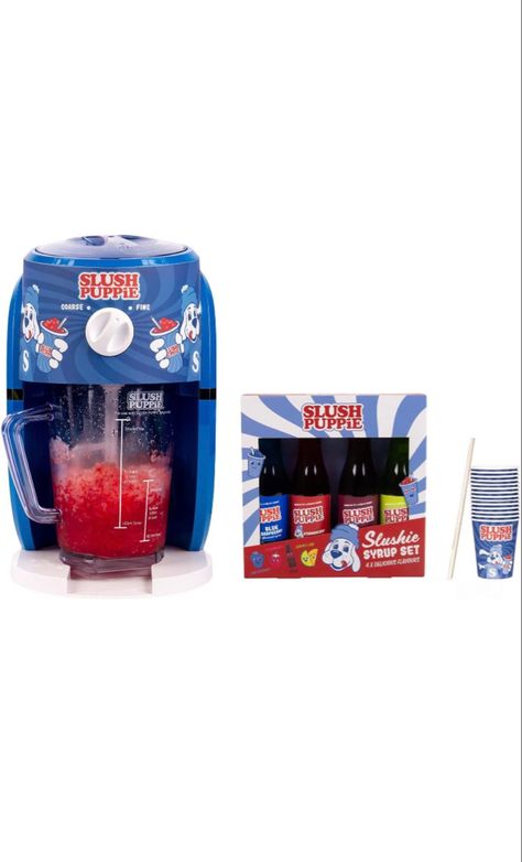 Official SLUSH PUPPiE Machine Bundle. Includes 4 x 180ml Syrups, Raspberry, Red Cherry, Cola, Lemon & Lime Flavours & 20 Slush Puppie Cups & Straws. Officially Licensed SLUSH PUPPiE Merchandise Slush Puppy Machine, Slush Puppy, Cherry Cola, Raspberry Red, Red Cherry, Cup With Straw, Lemon Lime, Syrup, Raspberry