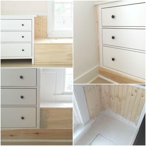 Hemnes Built In Hack, Window Seat Decor, Dresser Window, Ikea Window Seat, Bedroom Window Seat, Billy Ikea, Ikea Built In, Built In Dresser, Bedroom Furniture Makeover