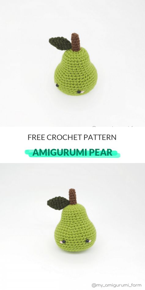 Crochet Fruit Pillow Pattern Free, Crochet Fruit Net Pattern, Crochet Pear Fruit Pattern Free, Crochet Fruit Plush, Fruit Themed Crochet Animals, Badminton Net, Amigurumi Projects, Cute Amigurumi, Crochet Fruit