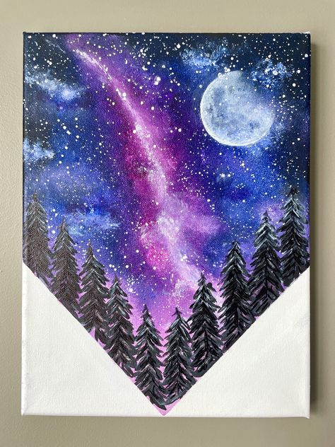 How To Paint a Galaxy Night Sky For Beginners {Milky Way} Simple Background Painting, Galaxy Night Sky, Acrylic Painting Ideas For Beginners, Sky Paintings, Night Sky Painting, Painting Ideas For Beginners, Acrylic Painting Ideas, Easy Acrylic Painting, Sponge Painting