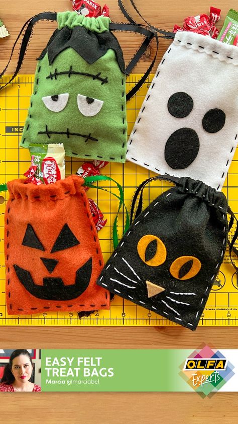 Sac Halloween, Halloween Felt Crafts, Dulceros Halloween, Halloween Crafts To Sell, Halloween Sewing Projects, Fall Sewing Projects, Halloween Craft Projects, Halloween Sewing, Halloween Arts And Crafts