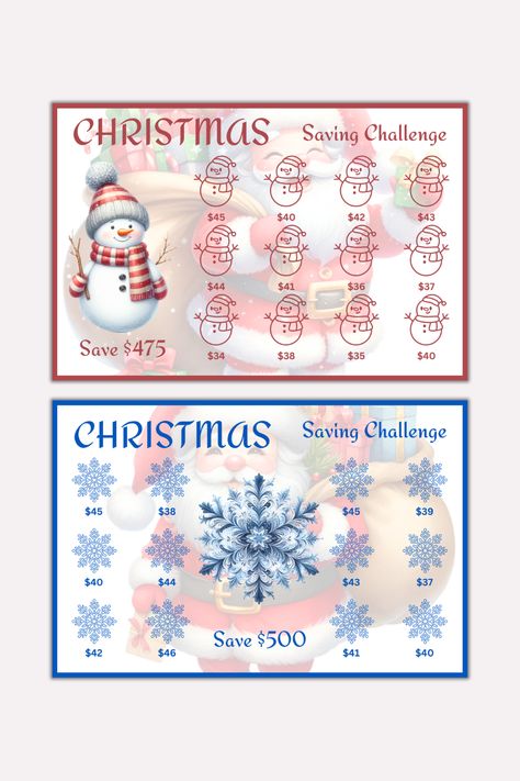 Christmas Savings Challenge Christmas Savings Plan, Christmas Savings Challenge, Saving Tracker, Savings Challenge Printable, Spar Challenge, Savings Goals, Christmas Savings, Money Makeover, Cash Stuffing