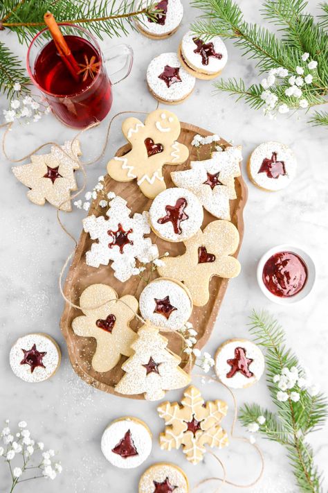 Spiced Mulled Wine Linzer Cookies - Bakers Table Danish Wedding Cookies, Wine Cookies, Wine Jelly, Bakers Table, Winter Cookies, Wine Flavors, Spiced Wine, Linzer Cookies, Chocolate Chip Cheesecake