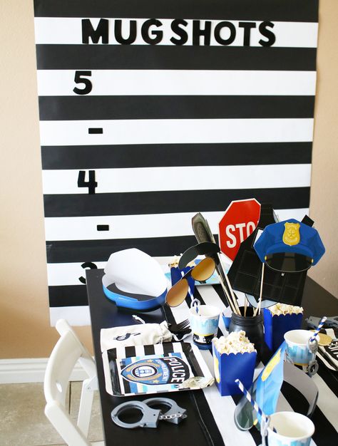 Swat Theme Trunk Or Treat, Police Officer Themed Birthday Party, Deputy Sheriff Party Decorations, Sheriff Academy Graduation Party Ideas, Police Officer Promotion Party, Sheriff Themed Party, Jail Birthday Party Ideas, Cop Themed Birthday Party, Pin The Badge On The Police Officer Game