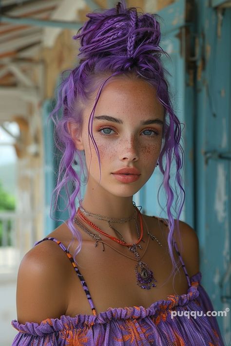 Purple Hair Passion: Exploring the Bold World of Lavender Locks - Puqqu Purple Freckles, 2024 Haircuts, Weird Haircuts, Naturally Pretty, Temporary Hair Dye, Hot Hair Colors, Cards Art, Hair Color Purple, Trendy Hair Color