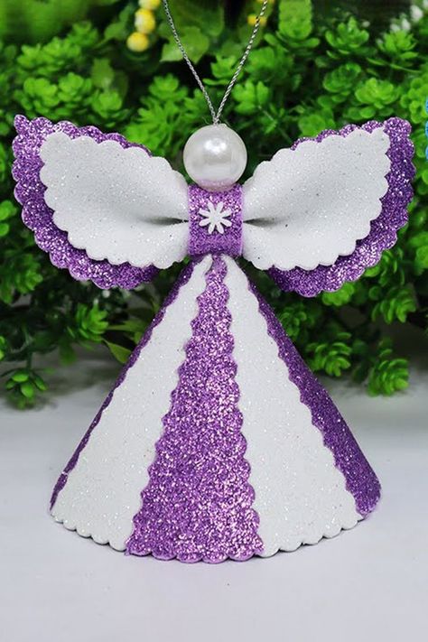 How to Make Christmas Angel For Decorations | Glitter Foam Sheets Crafts Idea. diy christmas crafts ornament making from eva foam sheets. how to make angel step by step for christmas. #Angel #Christmas #Easy How To Make Christmas Angels Craft Ideas, Glitter Foam Angels, How To Make Angels, Fun Foam Christmas Ornaments, Christmas Foam Crafts, Diy Angels Crafts How To Make, Foam Crafts Diy, Glitter Foam Christmas Ornaments, Eva Foam Crafts