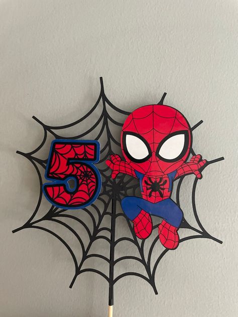 Buy Personalised Spider-man Spidey Inspired Cake Topper number Only With the Option of Added Stickers Online in India - Etsy Spiderman Happy Birthday Topper, Spider Man Stickers Printable, Number 5 Cake, Cake Topper Number, Spiderman Cake Topper, Spiderman Birthday Cake, Spiderman Cake, Spiderman Birthday, Wood Craft