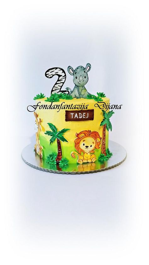 Jungle Safari Cake, Jungle Birthday Cakes, Jungle Cakes, Zoo Cake, Barnyard Cake, Hand Painted Cake, Jungle Theme Cakes, Second Birthday Cakes, Safari Cake