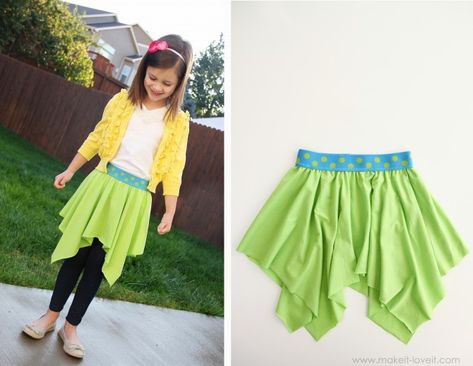 The Square Circle Skirt (20-ish minutes to make) Square Circle Skirt, Hankerchief Skirt, Square Dance Outfit, Spinning Circle, Circle Skirt Tutorial, Square Skirt, Girls Clothes Patterns, Handkerchief Skirt, Skirt Tutorial