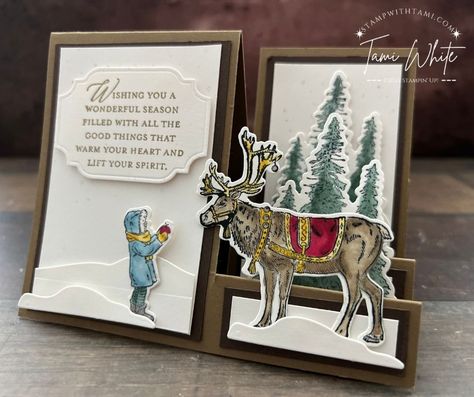 Regal Reindeer [Side Step Series Card 11] | Stampin Up Fun Fold Cards Stampin Up Regal Reindeer, Regal Reindeer, Reindeer Christmas Cards, Side Step Card, Reindeer Card, Christmas Card Set, Step Cards, Stampin Up Christmas Cards, Christmas Card Crafts