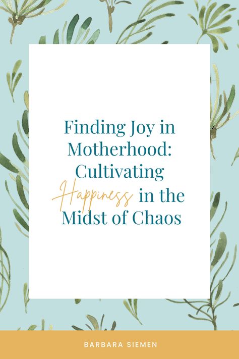 Motherhood is a beautiful and rewarding journey, but it can also be filled with chaos and challenges. Amidst the sleepless nights, endless to-do lists, and constant demands, it's essential to find joy and cultivate happiness in our role as mothers. In this blog post, we will explore the art of finding joy in motherhood and share practical strategies to infuse happiness into our everyday lives. Embrace Imperfections, Unrealistic Expectations, Motherhood Journey, Other Mothers, 2025 Vision, Find Joy, Choose Joy, Small Moments, Sleepless Nights