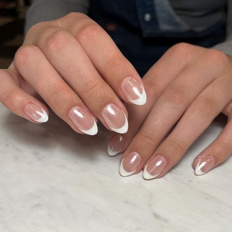 Chrome Frenchies Nails, French Tip Chrome Nails, Chrome Frenchies, Ella Woodward, Tip Nails, I Love A, French Tip Nails, Chrome Nails, Nail Tech