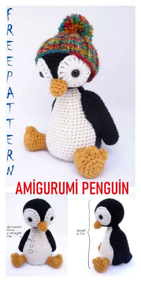 Amigurumi Cute Penguin Free Pattern - Free Amigurumi Crochet Patterns Crochet Penguin Amigurumi, Penguin Amigurumi, Amigurumi Penguin, Amigurumi Giraffe, Crochet Stuffies, Crochet Penguin, Pola Amigurumi, Crochet Amigurumi Free Patterns, Crochet Amigurumi Free