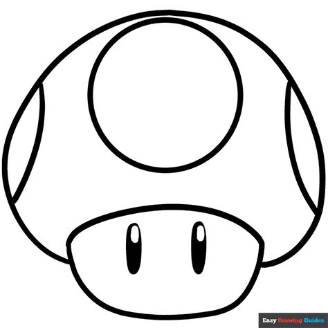 Mario Mushroom Drawing, Mushroom Coloring, Mario Coloring Pages, Mushroom Drawing, Easy Cartoon Drawings, Coloring Ideas, Flower Sketches, Printable Coloring Sheets, Cat Coloring Page