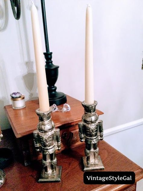 Searching for how to hold taper candle in place? We found a way to hold our taper candles in place with these cute as a button candlesticks! Ahh... finally standing straight in their candlesticksHave you ever picked up candlesticks where your candle is too small for the candlestick? Your candle does a bit of a leaning trick like you see below... well, I was stymied for a minute, and then I had a wonderful idea to fix this problem! Leaning tower of PisaMr. VS picked up a buffet and… How To Get Candles To Stand Straight, Candle Hack, Candle Wax Dripping, Pillar Candle Stand, Standing Straight, Flameless Taper Candles, Holding Candle, Silver Candle Holders, Long Candles