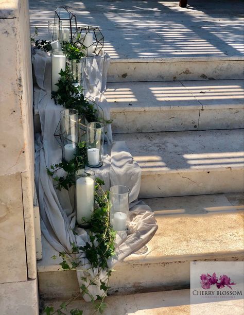 CBI132 Luxury Weddings stair candles deciration at Fairmont mayakoba Riviera Maya, Playa del Carmen and Cancún #candles #fairmontweddings Outdoor Stair Decoration Wedding, Stairs Wedding Decoration, Candle Stairs, Wedding Steps, Wedding Stairs, Fairmont Mayakoba, Wedding Pillars, Wedding Church Decor, Brides Room