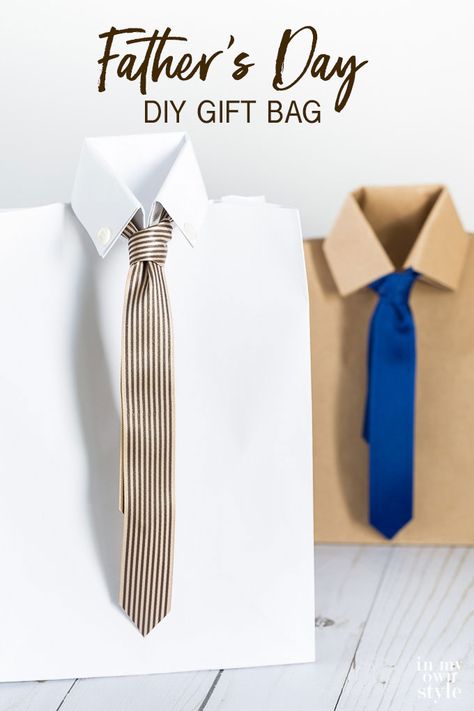 Man's gift wrapping idea that is easy to do and only needs a paper bag and ribbon. Creative gift giving idea for men. via @InMyOwnStyle Fathers Day Wrapping Ideas, Casual Gift Bag For Mother's Day, Father's Day Bifold Wallet Gift, Cheap Father's Day Gift Wallets, Diy Father’s Day Gift Bag, Cute Gift Wrapping Ideas, Holiday Hand Towels, Fathersday Crafts, Gift Bags Diy