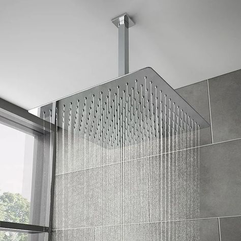 Shower Head Ceiling, Square Shower Head, Large Shower Heads, Shower Head With Hose, Natural Waterfalls, Waterfall Shower, Baby Bathroom, Fixed Shower Head, Bathroom Design Inspiration