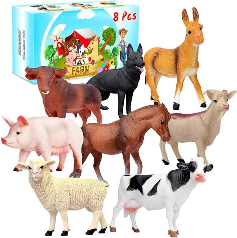 Amazon.com: KECIABO Animal Figurines, Big Animal Toys, 8 Pcs Farm Animals Figurines Toys, Realistic Plastic Animals Playset, Educational Learning Toy Set for Kids Toddlers : Toys & Games Animal Figurine Toys, Farm Theme Preschool, Farm Animal Toys, Cow Toys, Farm Animals Birthday Party, Animal Action, Barn Animals, Toy Playset, Farm Animal Birthday