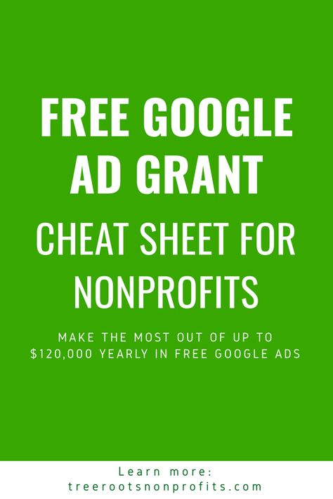 What could your nonprofit do with potentially $120,000 a year in free advertising money? Sign up for this free cheat sheet to help your 501(c)(3) nonprofit make the most out of the Google Ad Grant. Unlock your nonprofit’s digital potential. #TreeRoots #Nonprofit #Charity #Fundraising #Volunteering #Advertising #Marketing #Communications #AdWords #Google Nonprofit Advertising, Nonprofit Grants, Business Savvy, Charity Fundraising, Money Sign, Marketing Communications, Free Advertising, Search Engine Optimization Seo, Google Ads