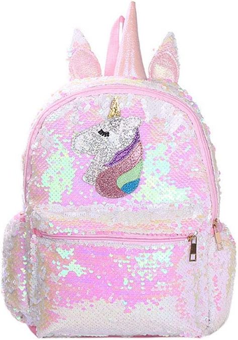 With lovely unicorn elements design. a lightweight kids bookbags, perfect backpack for school and casual day trips. It can hold wallets, keys, cell phones, snacks and other small accessories, also fits for book or diary. Shiny unicorn designs, wherever they are, will attract the attention of the public, making you the focus of attention. Durable metal zipper, comfortable and durable. It' s a sequin unicorn backpack for girls, used for daily, shopping, day trips and short travel. Mermaid Backpack, Cheap School Bags, Unicorn Fashion, Unicorn Bag, Doll Backpack, Sequin Backpack, Bag For School, Unicorn Backpack, Unicorn And Glitter