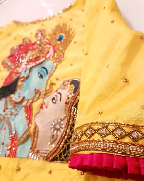 Radha Krishna Radha Krishna Embroidery Designs, Krishna Embroidery Designs, Krishna Embroidery, House Of Blouse, Designer House, Wedding Saree Blouse Designs, Traditional Blouse Designs, Sari Blouse Designs, Maggam Work Blouse Designs