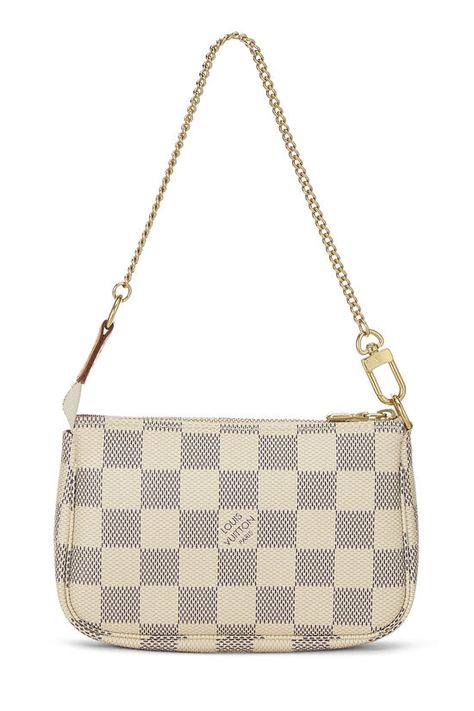 Chain Strap Top, Louis Vuitton Mini Pochette, Pochette Louis Vuitton, What Goes Around Comes Around, Louis Vuitton Damier Azur, Louis Vuitton Pochette, Mini Handbags, Vintage Louis Vuitton, Cute Bag