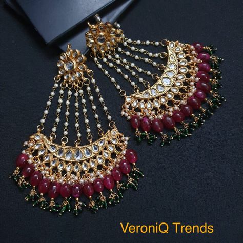 Pakistani Earrings, Bride Jewelry Set, Polki Earrings, Fancy Jewellery Designs, Chandbali Earrings, Antique Jewelry Indian, Indian Jewelry Sets, Bridal Gold Jewellery Designs, Jewelry Design Earrings