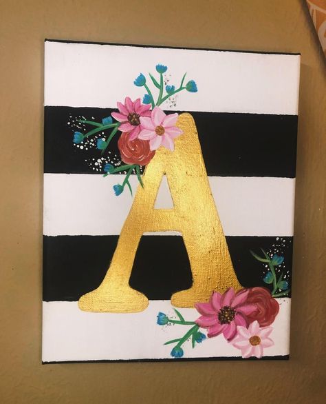 Floral Letter Canvas | Etsy Alphabet Letter Painting, Letter Canvas, Canvas Art Quotes, Canvas Letters, Small Canvas Paintings, Simple Canvas Paintings, Cute Canvas Paintings, Easy Canvas Art, Canvas Drawings