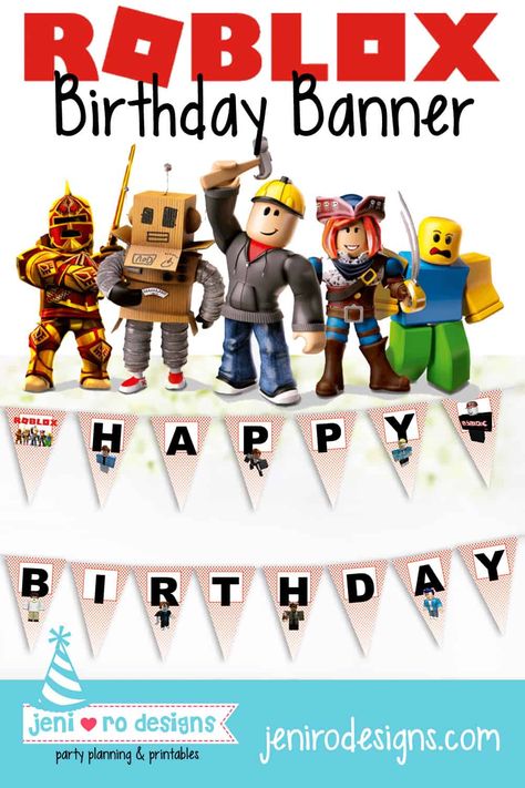 Roblox birthday printable banner, free download in the Free printable library! Sign up today to make your gamer's celebration next level! Roblox Birthday Banner Free Printable, Roblox Birthday Banner, Roblox Banner, Roblox Birthday Party, Transformers Birthday Parties, Happy Birthday Banner Printable, Printable Birthday Banner, Roblox Birthday, Transformer Birthday