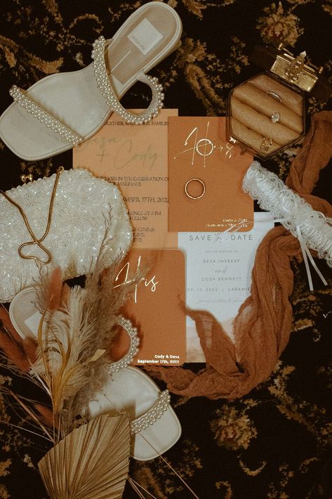 Wedding Detail Shots, Rust Wedding, Elegant Save The Date, Jackson Hole Wedding, Card Inspo, Wedding Details Photography, Night Wedding, Save The Date Postcards, Wedding Photos Poses