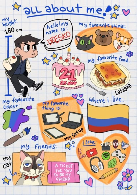 About Me Sketchbook, Spiderman Drawing, Art Journal Therapy, All About Me, Beautiful Drawings, All About Me!, About Me, Animal Crossing, Art Journal