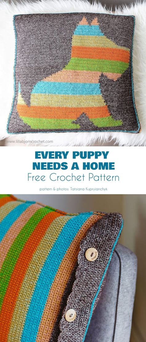 Animal Pillow For Every Interior Free Patterns Crochet Dog Pillow Free Pattern, Crochet Cushion Cover Pattern Free, Crochet Acrylic Yarn Projects, Crocheted Cushions, Throw Pillow Covers Diy, Crochet Cushion Covers, Beau Crochet, Cushion Cover Pattern, Pillow Cases Diy