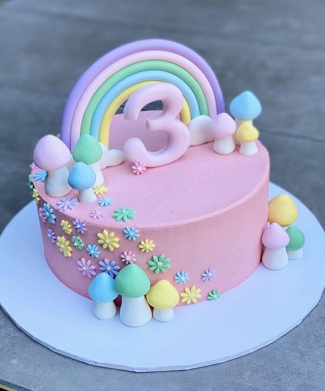 3rd Birthday Cakes For Girls, Cakes Vanilla, Cake Designs For Girl, Cake Designs For Kids, Vanilla Pod, Rainbow Birthday Cake, 3rd Birthday Cakes, Simple Cake Designs