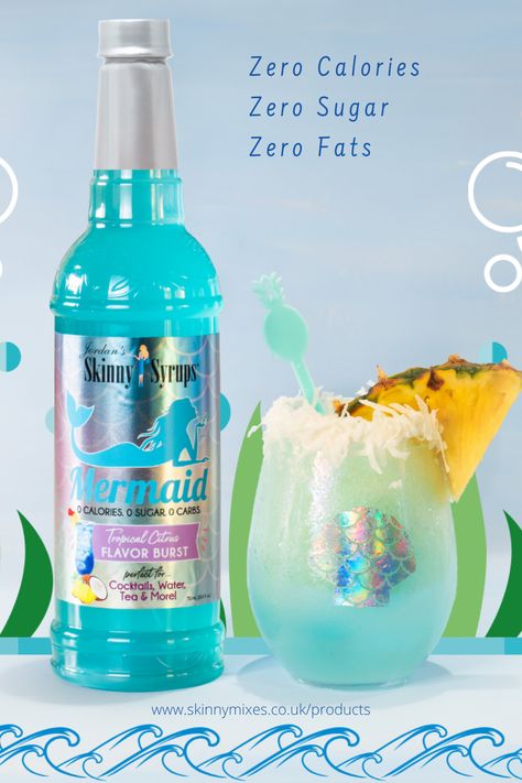 Zero Sugar Cocktails, Mermaid Syrup Recipes, Zero Sugar Alcoholic Drinks, Mermaid Syrup Water Recipes, Uv Vodka Recipes, Mermaid Water Drink, Plant Goddess, Sugar Free Alcohol, Water Goals