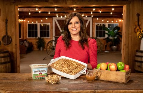 Martina McBride's Fresh Apple Cake with Homemade Caramel Sauce Walnut Whip, Country Crock, Fresh Apple Cake, Caramel Apple Cake, Martina Mcbride, Country Recipes, Homemade Caramel Sauce, Music Merch, Sweet Breads