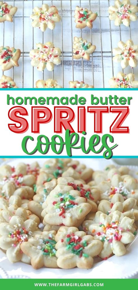 It's time to break out your cookie press. These classic Spritz Cookies are rich, buttery cookies and a must-have cookie for Christmas. Rumor has it that they are Santa's favorite too. While they are not just for Christmas, these homemade butter cookies are so good, it's hard to just eat one. Try this easy cookie recipe. These easy Christmas cookies are a great Christmas cookie exchange. or Cookie Swap recipe too. The homemade butter spritz cookies aremade using a Cookie Press. Best Spritz Cookie Recipe, Spritzer Cookies, Classic Spritz Cookies, Butter Spritz Cookies, Cookie Press Recipes, Christmas Spritz Cookies, Cookie Swap Recipes, Easy Christmas Cookies, Spritz Cookie Recipe