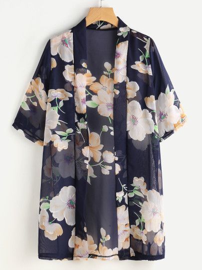 Random Florals Chiffon Kimono Kimono Online, Kimono Outfits, Diy Kimono, Mode Kimono, Chiffon Kimono, Personal Aesthetic, Kurti Designs Party Wear, Diy Keychain, Kimono Jacket