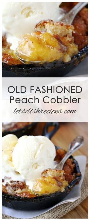 Old Fashioned Peach Cobbler Recipe | Fresh peaches, cinnamon and a simple cobbler batter come together in this old fashioned dessert recipe. Best served warm with vanilla ice cream! Old Fashioned Peach Cobbler, Dessert Crepes, Peach Dessert, Coconut Dessert, Warm Desserts, Peach Recipes, Holiday Sweets, Fruit Cobbler, Peach Desserts